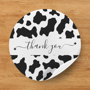 Koe Print Cowgirl bruiloft gunst dank u Ronde Sticker