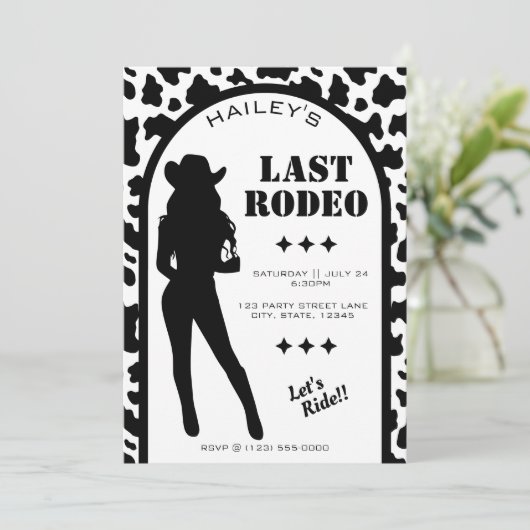 Koe Print Cowgirl bruiloft vrijgezellenfeest Kaart (Staand voorkant)