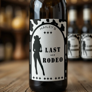 Koe Print Cowgirl bruiloft vrijgezellenfeest Wijn Etiket
