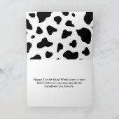 Koe Print en gouden ballonnen Happy 21st Verjaarda Kaart (Binnen)