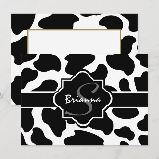 Koe Print Flat Note Kaart Notitiekaartje (Voorkant / Achterkant)