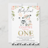 Koe Print Heilige Koe Bloemenfoto Terug 1e Verjaar Kaart (Voorkant)