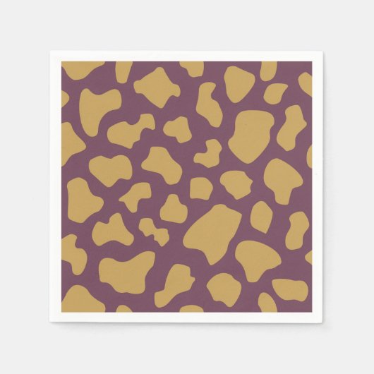 Koe Print in Paarse & Gouden Patroon Decoupage Servet (Voorkant)