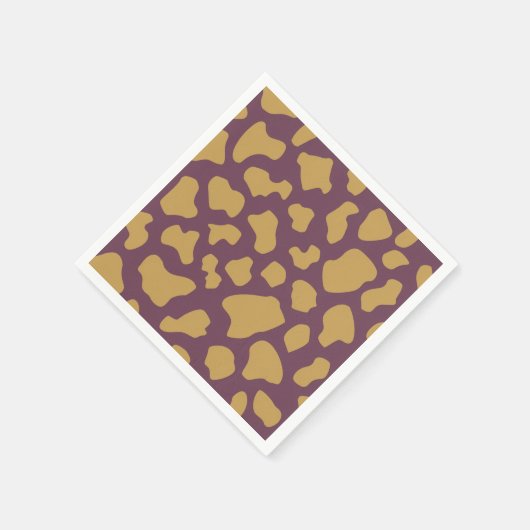 Koe Print in Paarse & Gouden Patroon Decoupage Servet (Hoek)