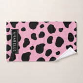 Koe Print, Koe Vlekken, Roze Koe, Jouw naam Bad Handdoek (Handdoek)
