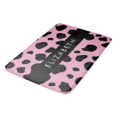 Koe Print, Koe Vlekken, Roze Koe, Jouw naam Badmat (Gekanteld)