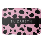 Koe Print, Koe Vlekken, Roze Koe, Jouw naam Badmat (Voorkant)
