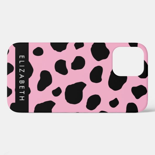 Koe Print, Koe Vlekken, Roze Koe, Jouw naam Case-Mate iPhone Case (Achterkant (horizontaal))