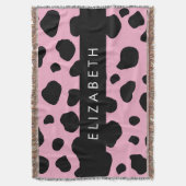 Koe Print, Koe Vlekken, Roze Koe, Jouw naam Deken (Voorkant Verticaal)