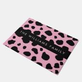 Koe Print, Koe Vlekken, Roze Koe, Jouw naam Deurmat (Schuin)