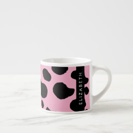 Koe Print, Koe Vlekken, Roze Koe, Jouw naam Espresso Kop