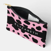 Koe Print, Koe Vlekken, Roze Koe, Jouw naam Etui (Open)