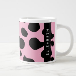 Koe Print, Koe Vlekken, Roze Koe, Jouw naam Grote Koffiekop