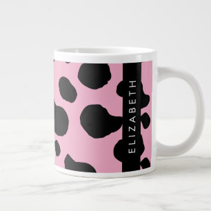 Koe Print, Koe Vlekken, Roze Koe, Jouw naam Grote Koffiekop