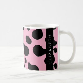 Koe Print, Koe Vlekken, Roze Koe, Jouw naam Koffiemok