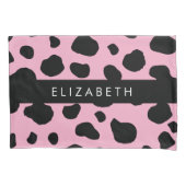 Koe Print, Koe Vlekken, Roze Koe, Jouw naam Kussensloop (Voorkant)