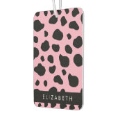 Koe Print, Koe Vlekken, Roze Koe, Jouw naam Luchtverfrisser (Links)