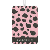 Koe Print, Koe Vlekken, Roze Koe, Jouw naam Luchtverfrisser (Achterkant)