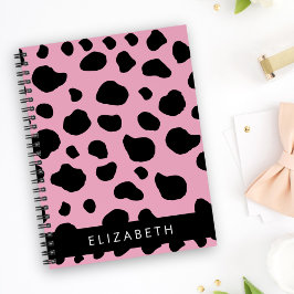 Koe Print, Koe Vlekken, Roze Koe, Jouw naam Notitieboek