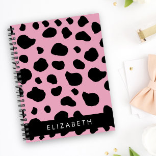 Koe Print, Koe Vlekken, Roze Koe, Jouw naam Notitieboek