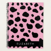Koe Print, Koe Vlekken, Roze Koe, Jouw naam Planner (Voorkant)