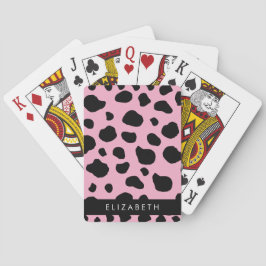 Koe Print, Koe Vlekken, Roze Koe, Jouw naam Pokerkaarten