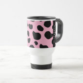 Koe Print, Koe Vlekken, Roze Koe, Jouw naam Reisbeker (Voorkant rechts)