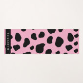 Koe Print, Koe Vlekken, Roze Koe, Jouw naam Yogamat (Voorkant (horizontaal))