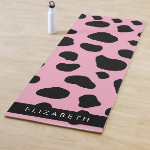 Koe Print, Koe Vlekken, Roze Koe, Jouw naam Yogamat