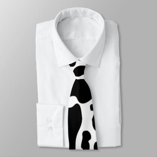 Koe Print - Koe vlekken - Wit Zwart Stropdas (Gebonden)