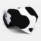 Koe Print - Koe vlekken - Wit Zwart Stropdas (Opgerold)