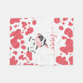 Koe print kwekerij roze patroon gepersonaliseerde  fleece deken (Voorkant (Horizontaal))
