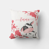 Koe print kwekerij roze patroon gepersonaliseerde  kussen (Voorkant)