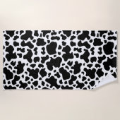 Koe Print moderne zwarte dierenvlekken Strandlaken (Voorkant)