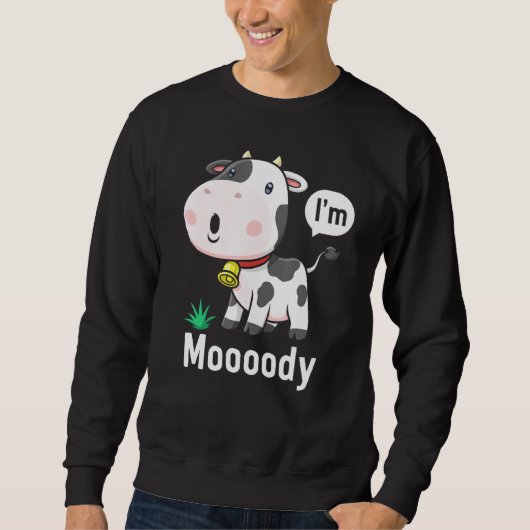 Koe print Moooody, bit Moody Today Cute Moody Trui (Voorkant)
