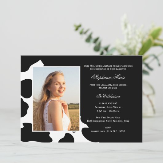 Koe Print Multi Photo Afstuderen Kaart (Staand voorkant)