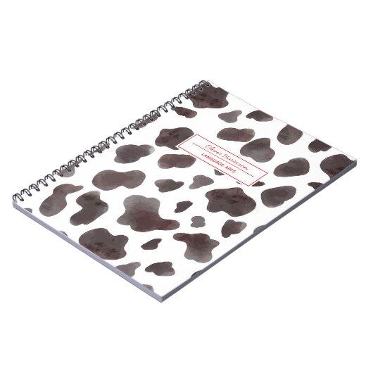 Koe Print Naam en Onderwerp Notitieboek (Linkerzijde)