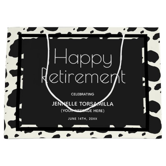 Koe Print Naam Pensioen Partij Groot Cadeauzakje (Voorkant)