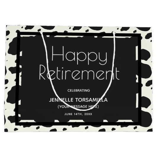 Koe Print Naam Pensioen Partij Groot Cadeauzakje (Achterkant)