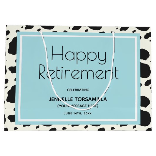 Koe Print Naam Pensioen Partij Groot Cadeauzakje (Achterkant)