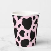 Koe Print op President Roze Papieren Bekers (Achterkant)