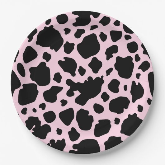 Koe Print op President Roze Papieren Bordje (Voorkant)