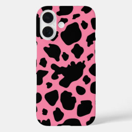 Koe Print op Roze iPhone 16 Hoesje