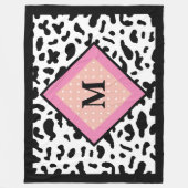 Koe-Print Patroon Monogram Fleece Deken (Voorkant)