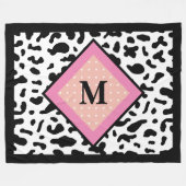 Koe-Print Patroon Monogram Fleece Deken (Voorkant (Horizontaal))