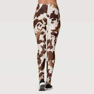 Koe Print Zwart Bruin Leggings