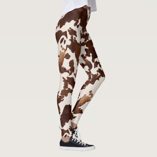 Koe Print Zwart Bruin Leggings (Rechts)