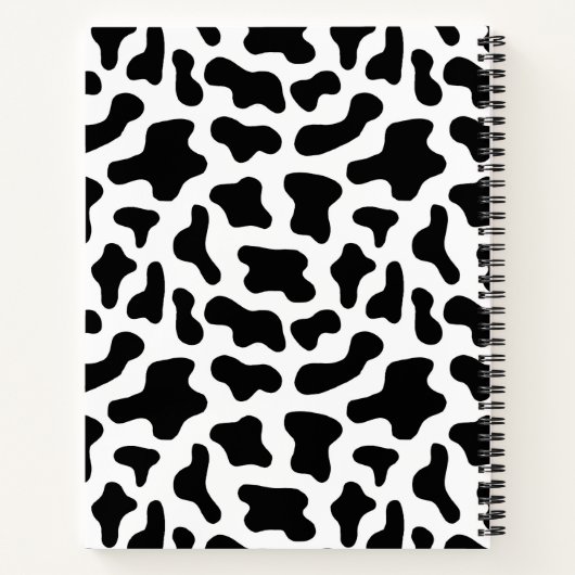Koe Print Zwart-wit Aangepaste naam Notitieboek (Achterkant)