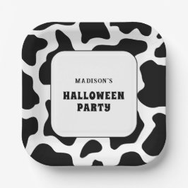 Koe Print Zwart-wit Halloween Party Papieren Bordje
