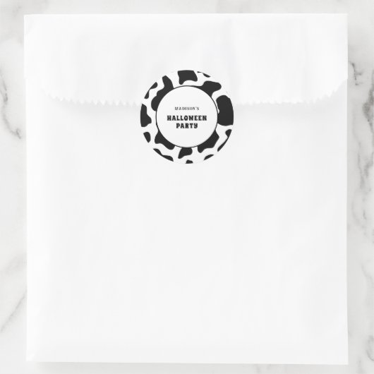 Koe Print Zwart-wit Halloween Party Ronde Sticker (Tas)